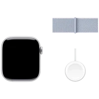 Pametni ure APPLE Watch S10 4G 42mm Srebrna, Svetlo Modra Nylon Trak (MWX53QF/A)