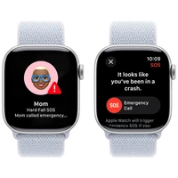 Pametni ure APPLE Watch S10 4G 42mm Srebrna, Svetlo Modra Nylon Trak (MWX53QF/A)