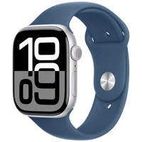 Pametni ura APPLE Watch S10 4G 42mm Srebrna, Modra gumijasta zapestnica M/L (MWX43QF/A)