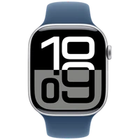 Pametni ura APPLE Watch S10 4G 42mm Srebrna, Modra gumijasta zapestnica M/L (MWX43QF/A)