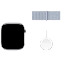 Pametni ura APPLE Watch S10 4G 46mm Srebro, Svetlo modra najlonska zapestnica (MWY23QF/A)