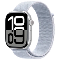 Pametni ura APPLE Watch S10 4G 46mm Srebro, Svetlo modra najlonska zapestnica (MWY23QF/A)