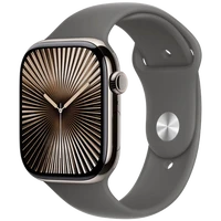 Pametni cepilnik APPLE Watch S10 4G 46mm Naravni titan, Siva gumijasta zapestnica M/L (MWYA3QF/A)